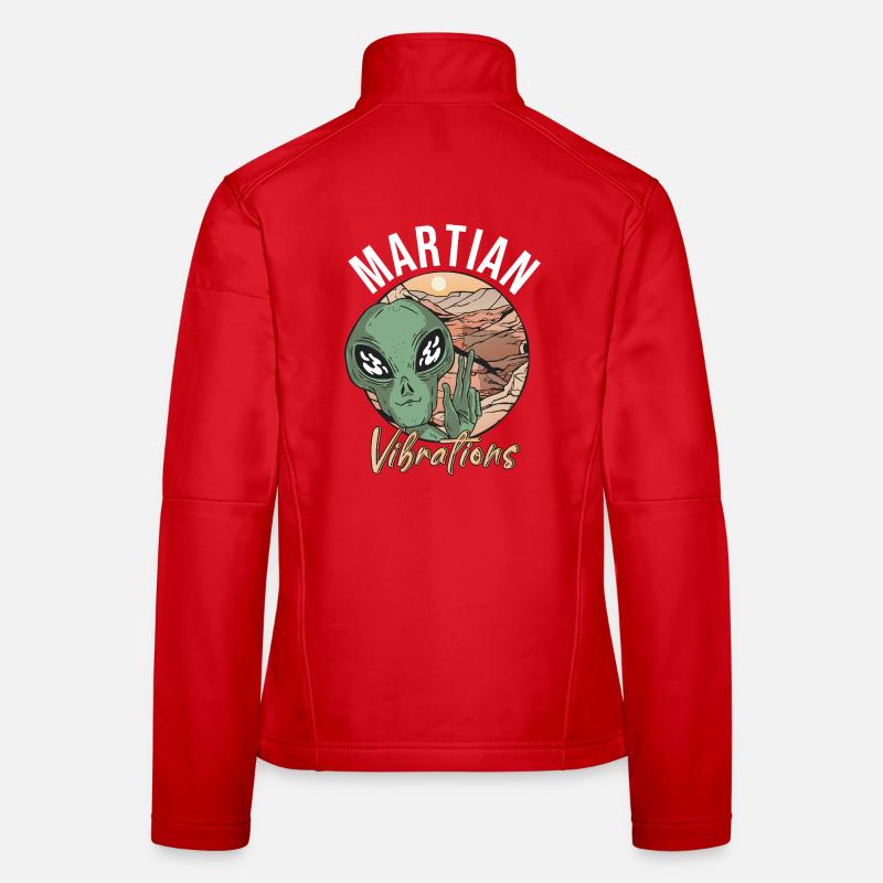 Mars planète espace fusée vintage Veste en tissu softshell Femme