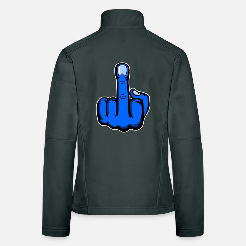 Middle Finger Stinky Finger Design Blue Women's Softshell Jacket