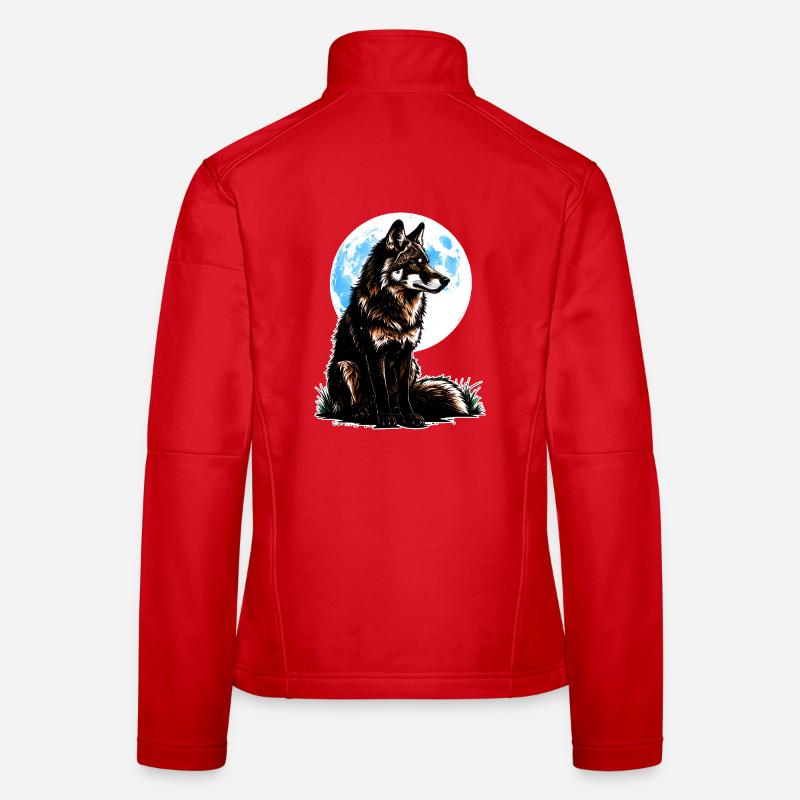 Ein Wolf vor einem blauen Mond Frauen Softshelljacke
