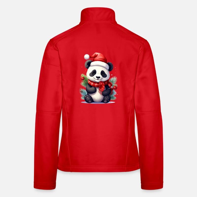 Mignon panda de Noël avec écharpe Veste en tissu softshell Femme