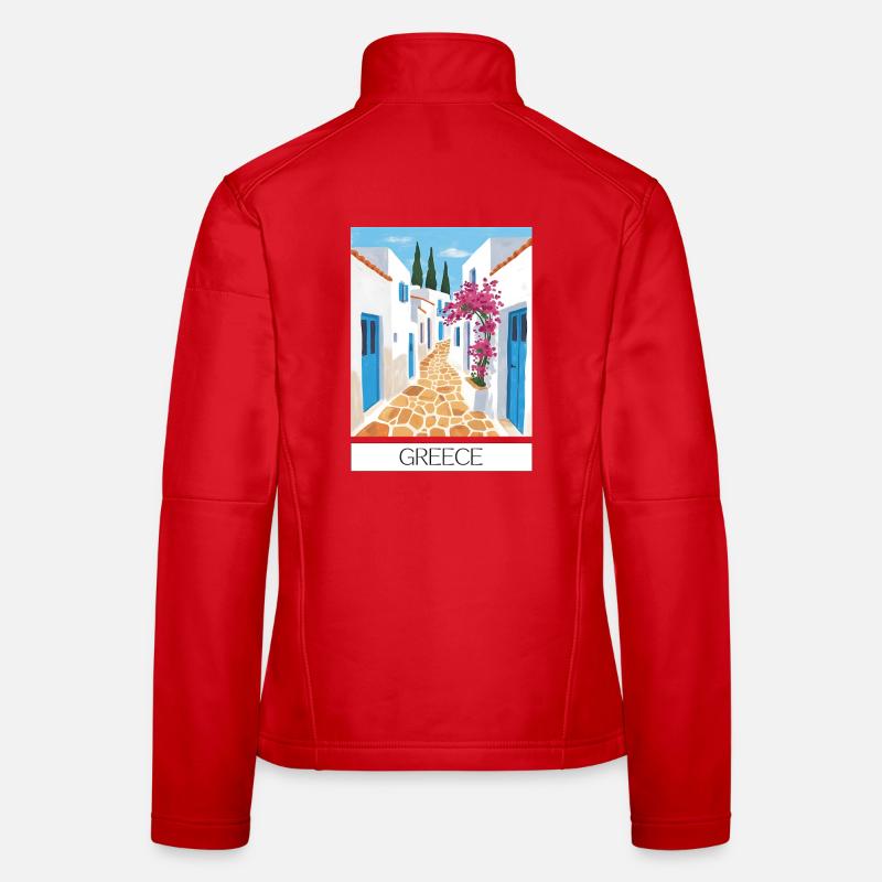 Greek Road Path Blue & White - Women's Softshell Jacket - red