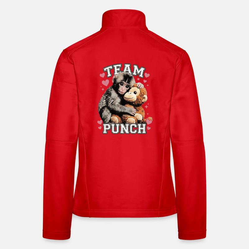 Funny Cute Baby Monkey Team Punch - Women's Softshell Jacket - red