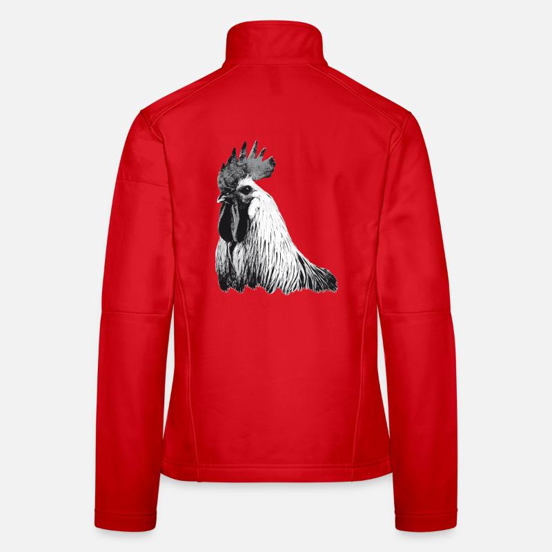 Fans de poulet - Coq - Coq - Poulet fleur - Bio Veste en tissu softshell Femme