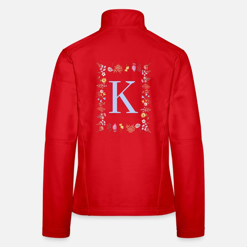 Monogramme de fleur féminine K Veste en tissu softshell Femme