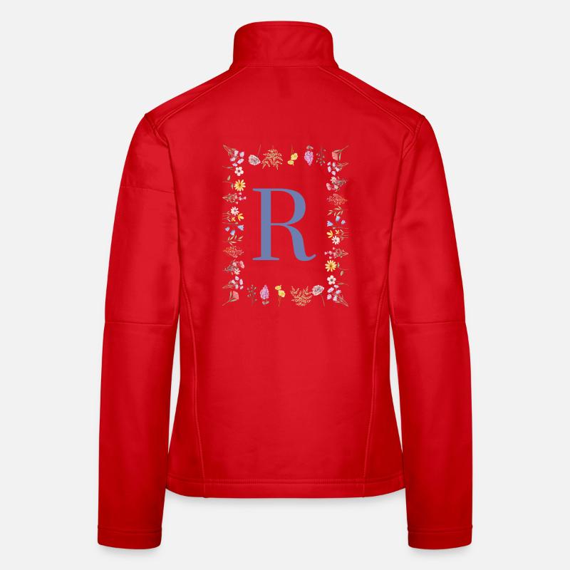 Floral Initialen "R", Buchstaben Monogramm Frauen Softshelljacke