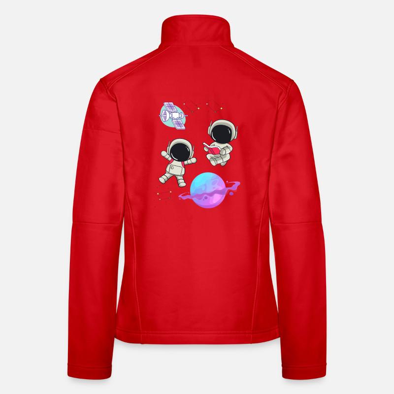 Bunte Astronauten im Orbit - Frauen Softshelljacke - Rot