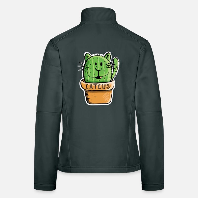 Catcus Cactus Cat - Chats - Cacti bande dessinée -Fun Veste en tissu softshell Femme