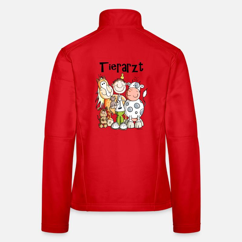 Fröhlicher Tierarzt - Frauen Softshelljacke - Rot