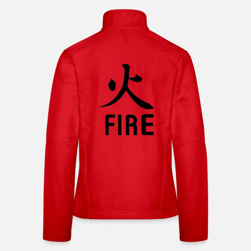 Fire kanji with text Women's Softshell Jacket