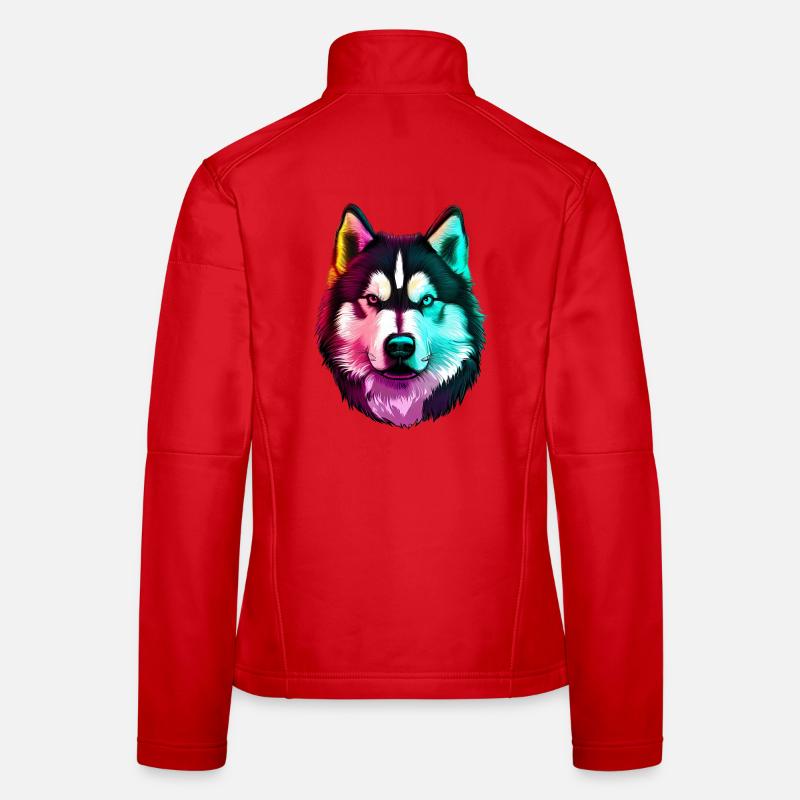Wolf Husky Hund - Frauen Softshelljacke - Rot