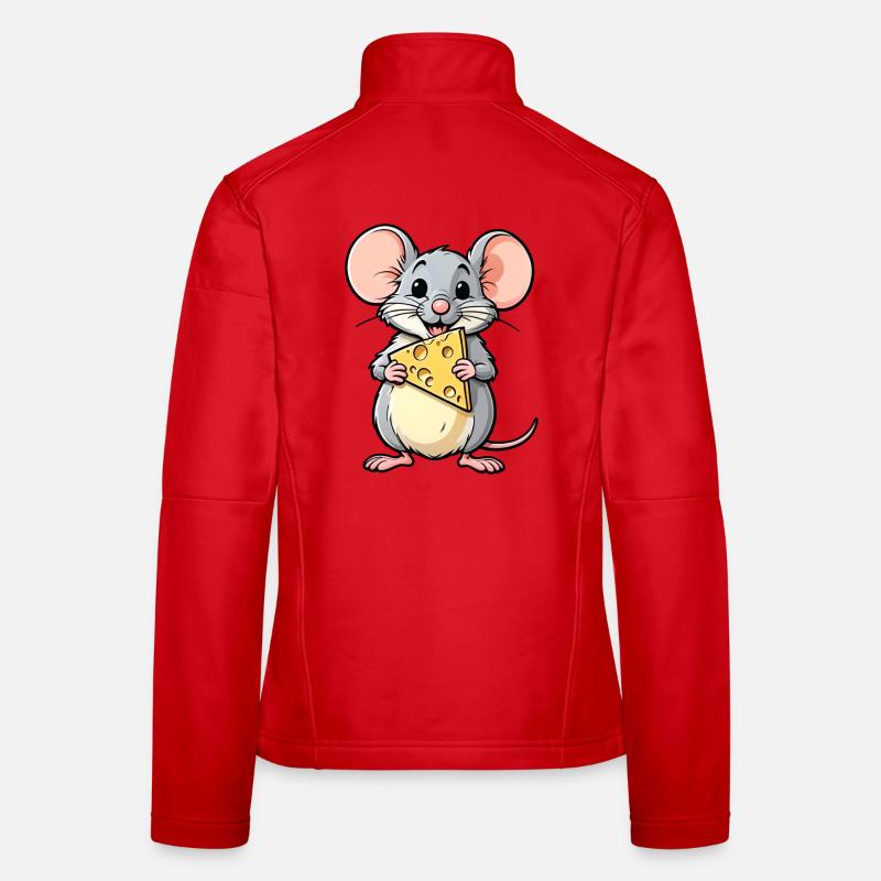 Souris de dessin animé effrontée avec du fromage Veste en tissu softshell Femme