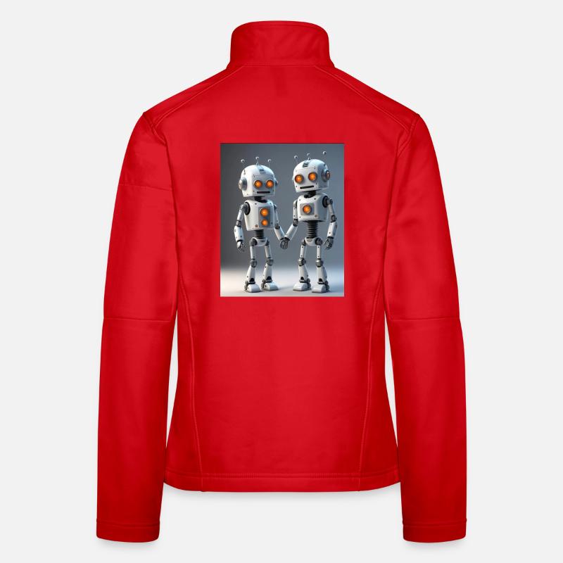 Roboter Pärchen - Frauen Softshelljacke - Rot