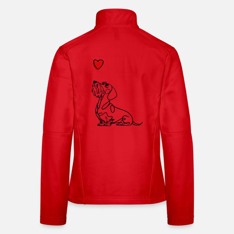Rauhaadackel mit Herz, Dackel mit Herz. - Frauen Softshelljacke - Rot
