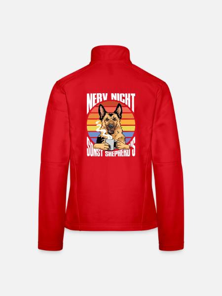 Schäferhund Geschenke Hund Herrchen Gassi - Frauen Softshelljacke - Rot - Hinten