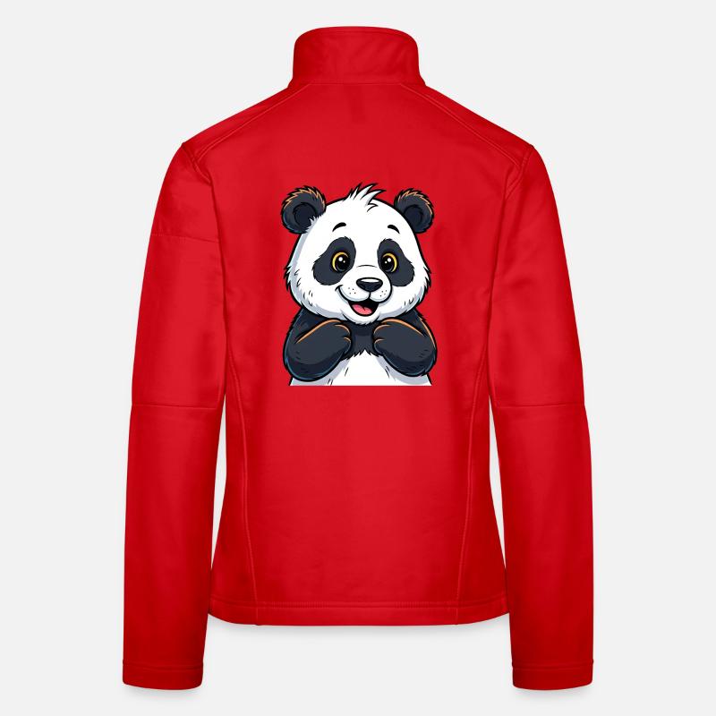 Cute panda with happy face - Women's Softshell Jacket - red