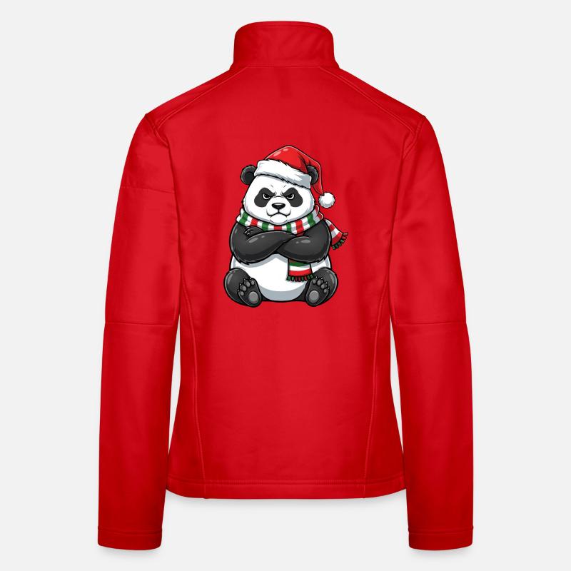 Grumpy Panda Santa Claus Hat Women's Softshell Jacket