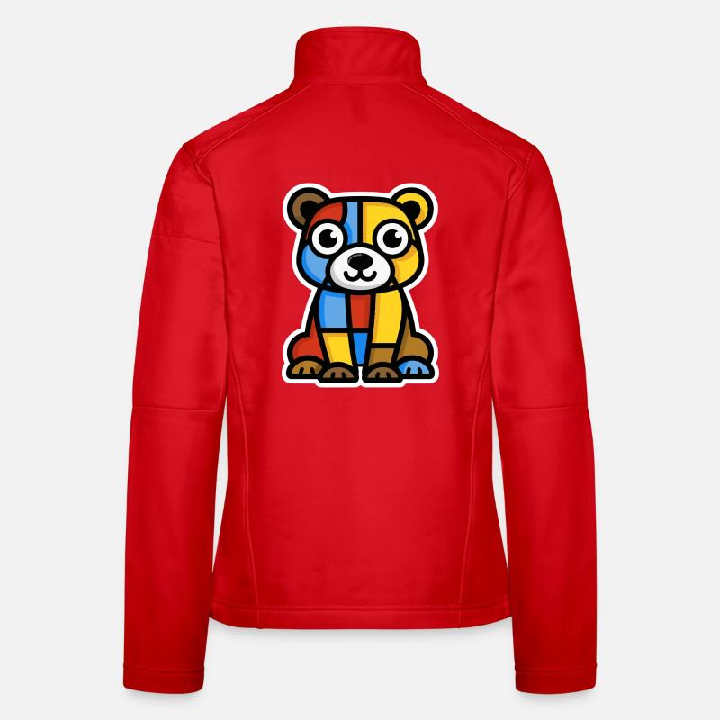 Image colorée et stylisée d’un ours Veste en tissu softshell Femme