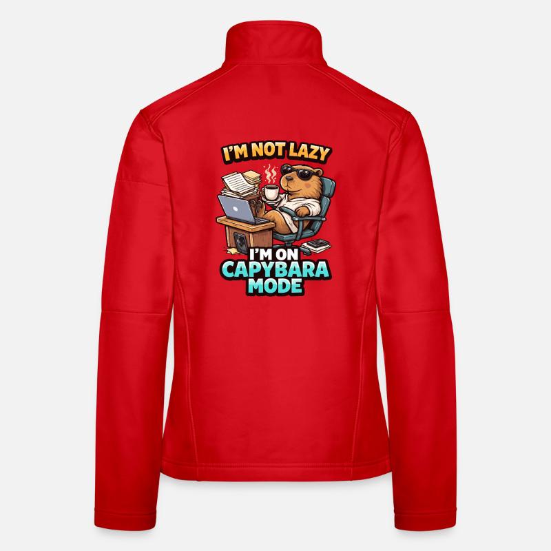 Capybara Mode Not Lazy Bear Women's Softshell Jacket