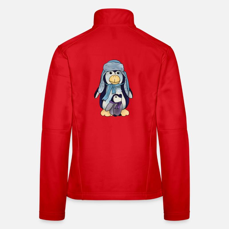 Pinguin mit Kind Frauen Softshelljacke