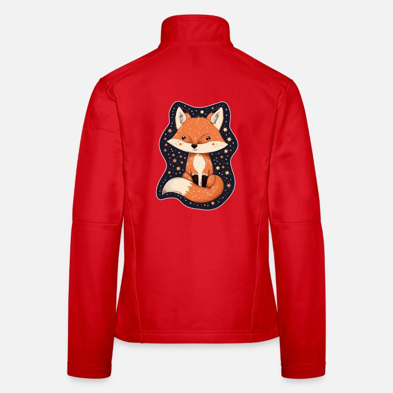 Renard avec des étoiles Veste en tissu softshell Femme