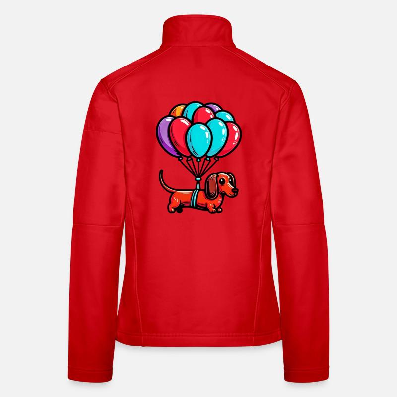 Dackelhund mit Luftballons Frauen Softshelljacke