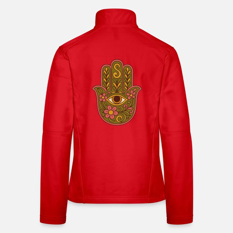 Hamsa Eye Floral Boho Artwork Women's Softshell Jacket