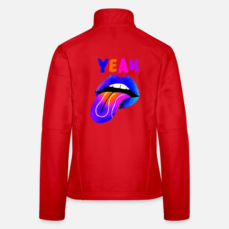 Lebendige Lippen YEAH Pop Art Frauen Softshelljacke