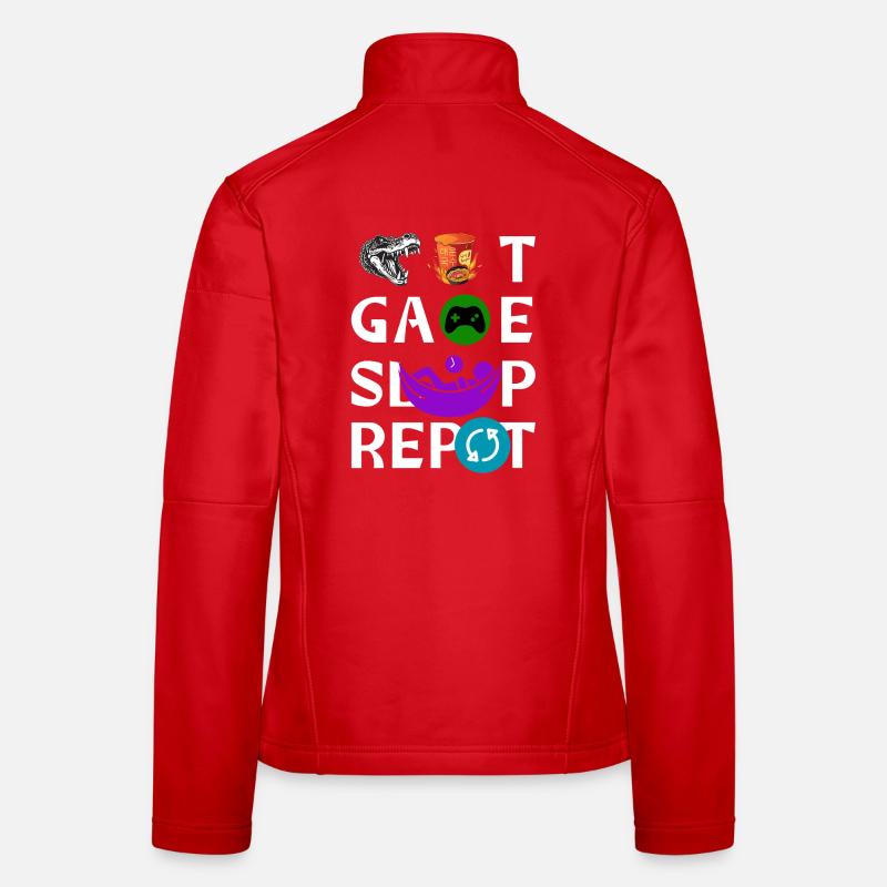 Manger dormir jeu répéter icône collage Veste en tissu softshell Femme