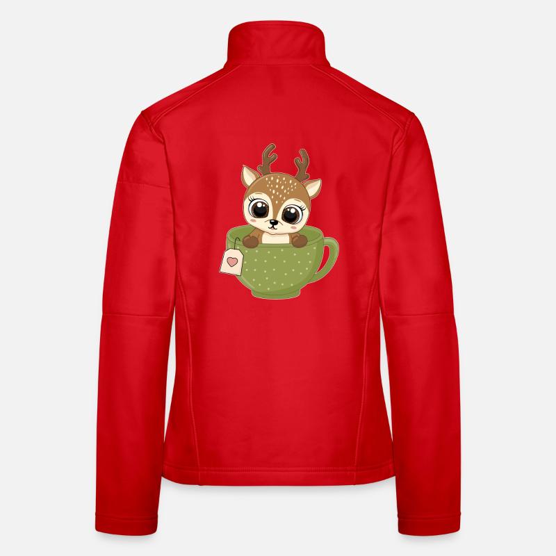 Rehkitz im Teebecher Lustig Wald Tee trinker Frauen Softshelljacke
