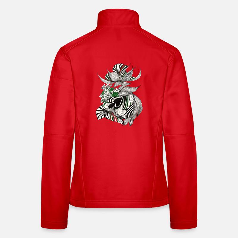 Green Lines Botanical Pattern Women's Softshell Jacket