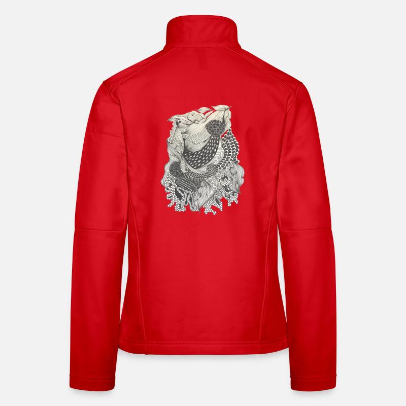 Koi Line Pattern Elegy Women's Softshell Jacket
