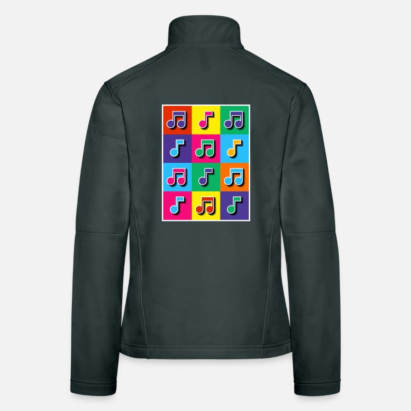 Mosaïque de notes musicales Pop Art Veste en tissu softshell Femme