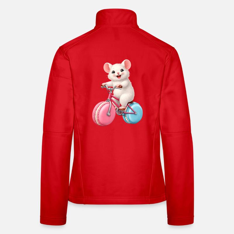 Souris sur vélo avec des roues de Macaron Veste en tissu softshell Femme