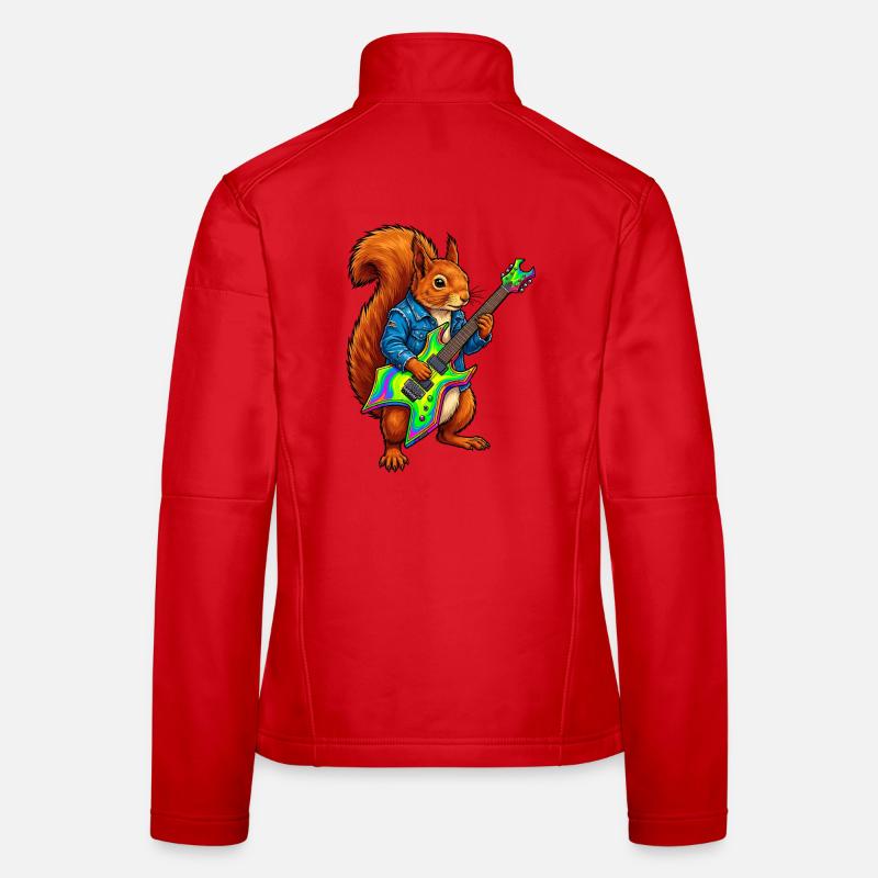 Squirrel with jacket and electric guitar - Women's Softshell Jacket - red