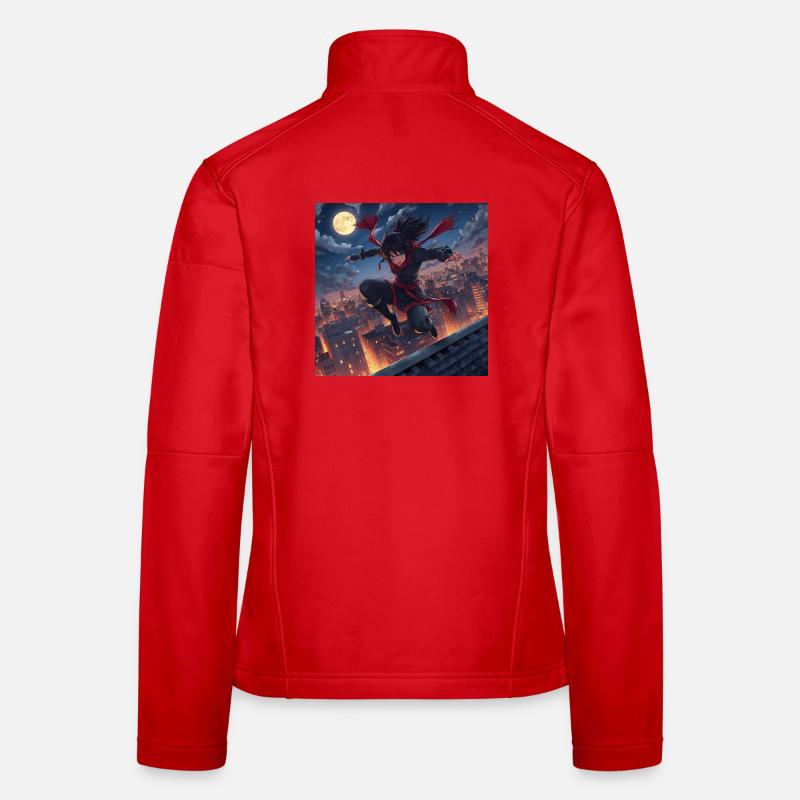 Moonlit night jump over rooftops - Women's Softshell Jacket - red