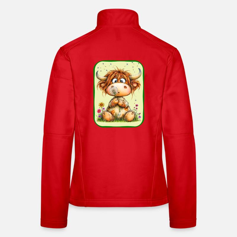 Niedliche Kuh mit Pusteblume Frauen Softshelljacke