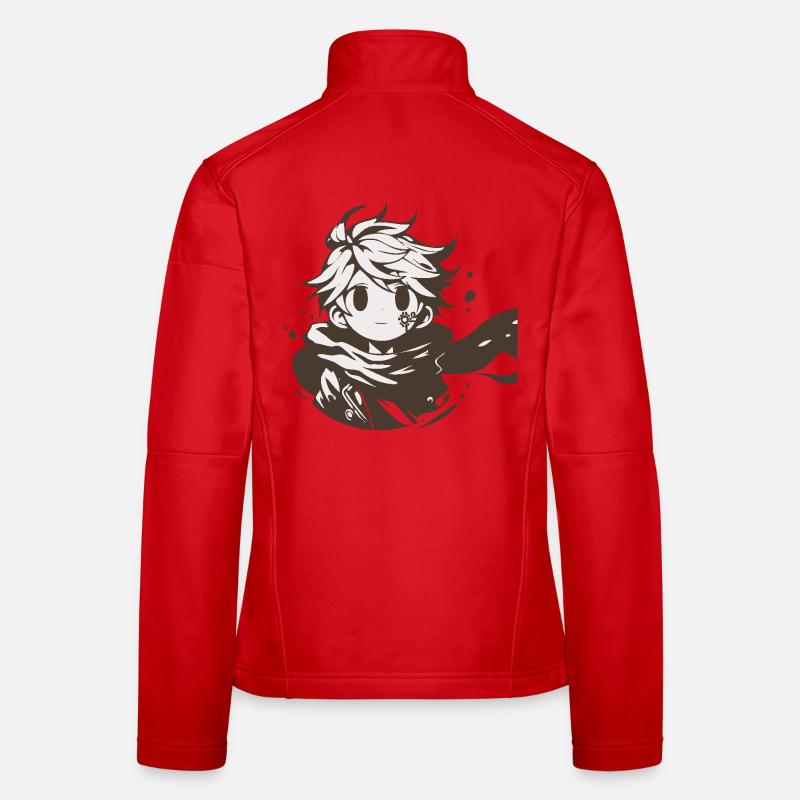 MangaCharacter with Brown Scarf Women's Softshell Jacket