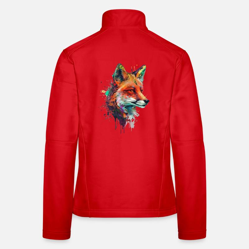 fuchs mit bunten farbklecksen Frauen Softshelljacke