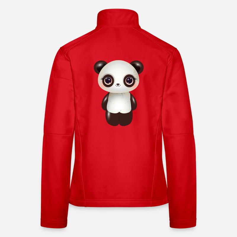 niedlicher Panda mit rosa Wangen im Comic Stil - Frauen Softshelljacke - Rot