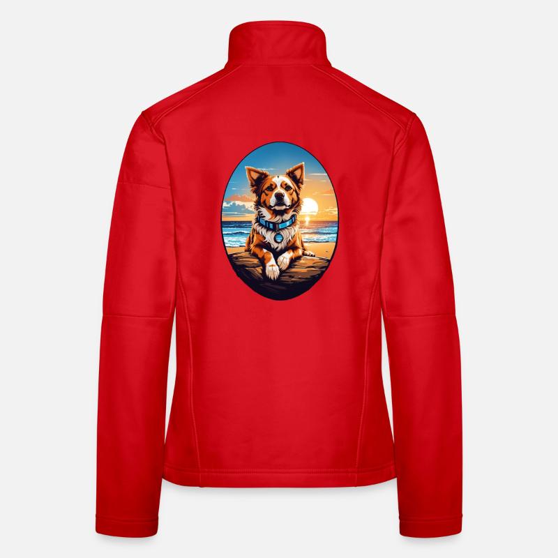 Hund am Strand Frauen Softshelljacke