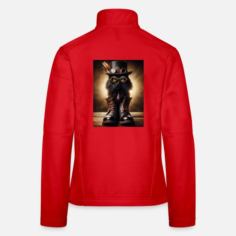 Steampunk Black Cat mit stylischen Accessoires Frauen Softshelljacke