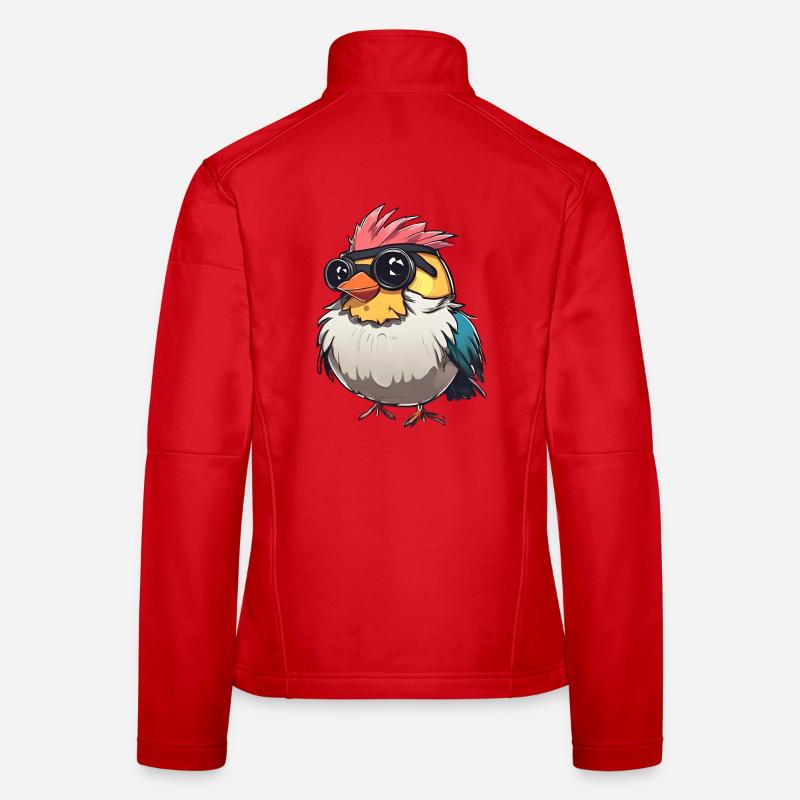 Bunte Techno-Vogel-Illustration Frauen Softshelljacke
