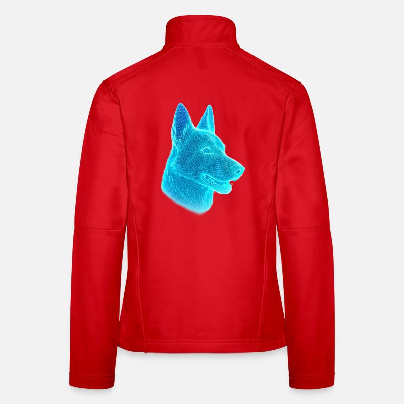 Neonwolf Kopf Netzkunst Frauen Softshelljacke