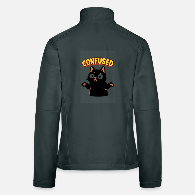 Confused Cat: Disoriented Comic Illustration Women's Softshell Jacket