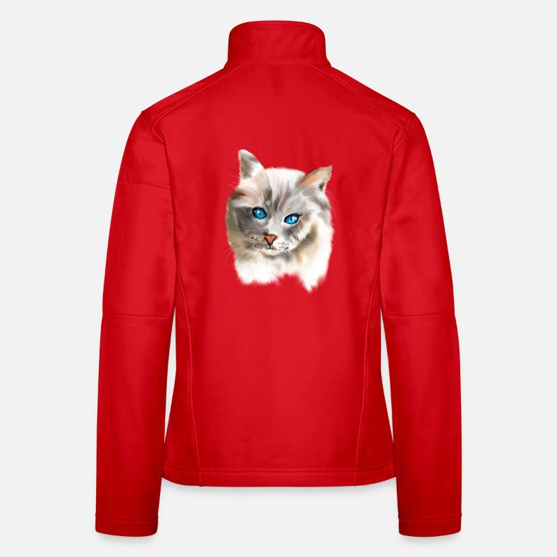 Chat aux yeux bleus Veste en tissu softshell Femme