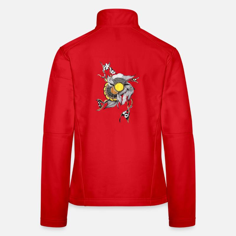 Handgezeichnete Blume Gelbe Mitte Frauen Softshelljacke
