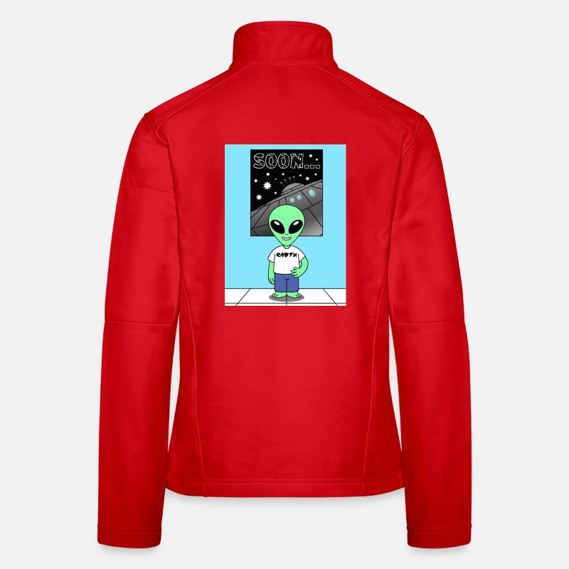 Alien devant le vaisseau spatial Terre Veste en tissu softshell Femme