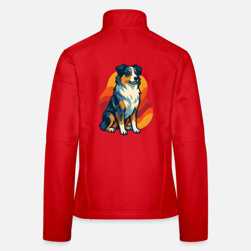 Sunset Australian Shepherd Hund Frauen Softshelljacke