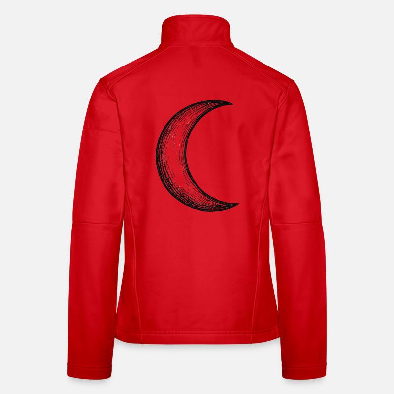 Hand Drawn Crescent Moon Sketch Women's Softshell Jacket