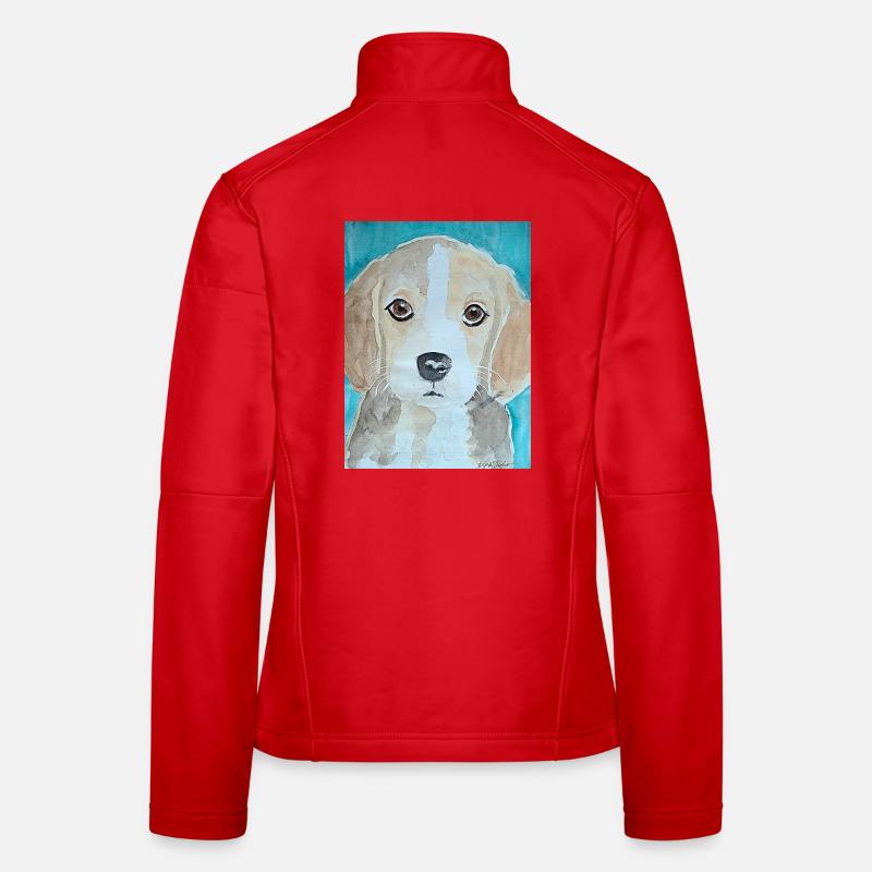 Beagle Welpe, Aquarell - Frauen Softshelljacke - Rot